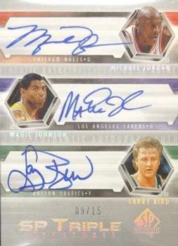 2004-05 SP Authentic - Signatures Triple #SP3-JJB Michael Jordan / Magic Johnson / Larry Bird Front
