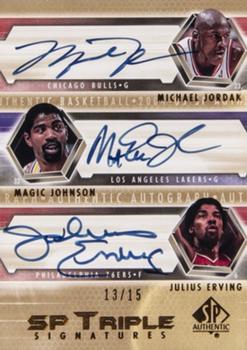 2004-05 SP Authentic - Signatures Triple #SP3-JJE Michael Jordan / Magic Johnson / Julius Erving Front