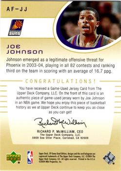 2004-05 SP Game Used - Authentic Fabrics #AF-JJ Joe Johnson Back