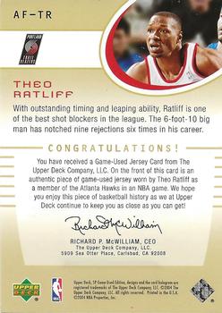 2004-05 SP Game Used - Authentic Fabrics #AF-TR Theo Ratliff Back