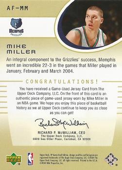 2004-05 SP Game Used - Authentic Fabrics #AF-MM Mike Miller Back