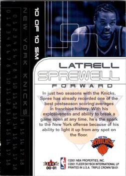 2000-01 Fleer Triple Crown - Scoring Menace #10 SM Latrell Sprewell Back