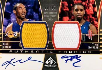2004-05 SP Game Used - Authentic Fabrics Autographs Dual #AAF2-KT Kobe Bryant / Tracy McGrady Front