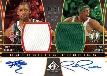 2004-05 SP Game Used - Authentic Fabrics Autographs Dual #AAF2-MP Tracy McGrady / Paul Pierce Front