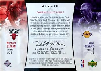2004-05 SP Game Used - Authentic Fabrics Dual #AF2-JB Michael Jordan / Kobe Bryant Back