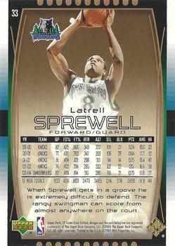 2004-05 SP Game Used - Gold #33 Latrell Sprewell Back