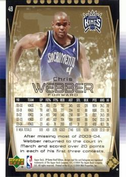 2004-05 SP Game Used - Gold #49 Chris Webber Back