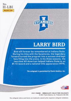 2021 Panini Immaculate Collection Collegiate - Immaculate Ink Platinum #II-LBI Larry Bird Back