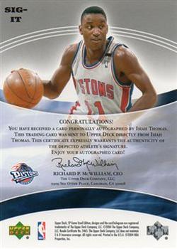 2004-05 SP Game Used - SIGnificance #SIG-IT Isiah Thomas Back