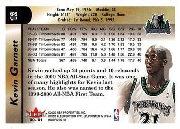 2000-01 Hoops Hot Prospects #12 Kevin Garnett Back