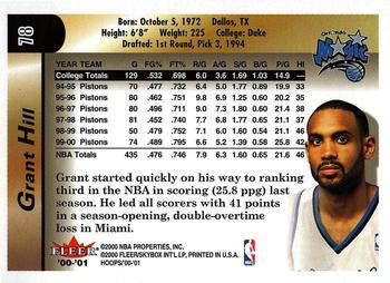 2000-01 Hoops Hot Prospects #78 Grant Hill Back