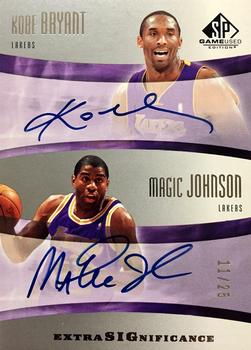 2004-05 SP Game Used - SIGnificance Duals #XSIG-BJ Kobe Bryant / Magic Johnson Front