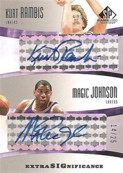 2004-05 SP Game Used - SIGnificance Duals #XSIG-RJ Kurt Rambis / Magic Johnson Front