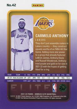 2021-22 Donruss Elite #42 Carmelo Anthony Back