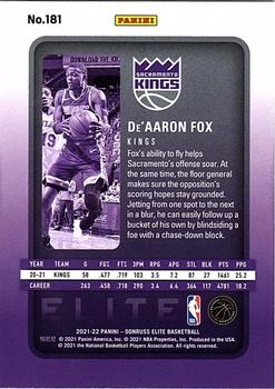 2021-22 Donruss Elite #181 De'Aaron Fox Back