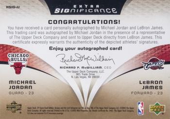 2004-05 SP Game Used - SIGnificance Duals Gold #XSIG-JJ LeBron James / Michael Jordan Back