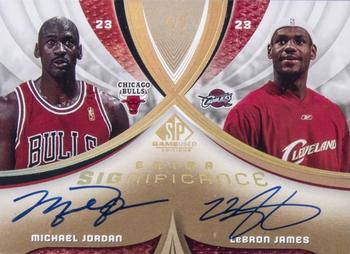 2004-05 SP Game Used - SIGnificance Duals Gold #XSIG-JJ LeBron James / Michael Jordan Front