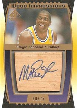 2004-05 SP Game Used - Wood Impressions #WI-MA Magic Johnson Front