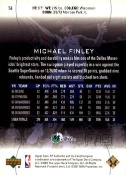 2000-01 SP Authentic #16 Michael Finley Back