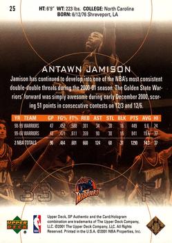 2000-01 SP Authentic #25 Antawn Jamison Back