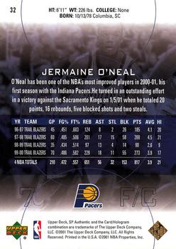 2000-01 SP Authentic #32 Jermaine O'Neal Back