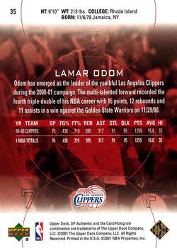 2000-01 SP Authentic #35 Lamar Odom Back