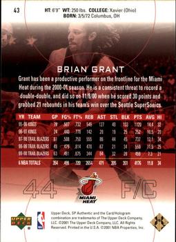 2000-01 SP Authentic #43 Brian Grant Back