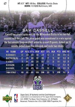 2000-01 SP Authentic #47 Sam Cassell Back