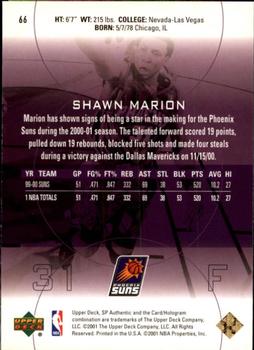 2000-01 SP Authentic #66 Shawn Marion Back