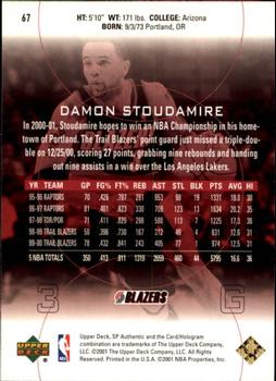 2000-01 SP Authentic #67 Damon Stoudamire Back
