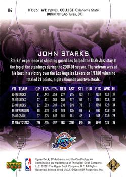 2000-01 SP Authentic #84 John Starks Back
