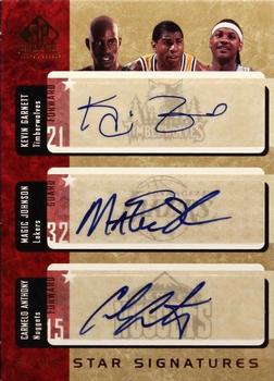 2004-05 SP Signature Edition - Five Star Signatures #5S3 Kevin Garnett / Magic Johnson / Carmelo Anthony / Michael Jordan / LeBron James Front