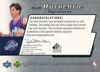 2004-05 SP Signature Edition - Authentic Signatures #AS-JS John Stockton Back