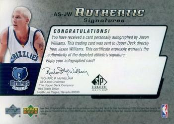 2004-05 SP Signature Edition - Authentic Signatures #AS-JW Jason Williams Back