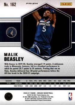 2020-21 Panini Mosaic - Mosaic Reactive Blue #162 Malik Beasley Back