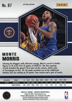 2020-21 Panini Mosaic - Mosaic Reactive Orange #87 Monte Morris Back
