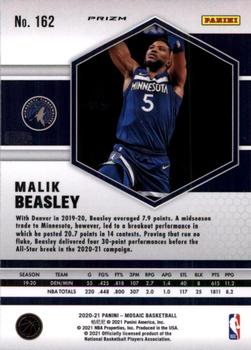 2020-21 Panini Mosaic - Mosaic Reactive Orange #162 Malik Beasley Back
