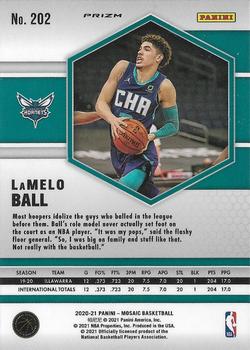 2020-21 Panini Mosaic - Mosaic Reactive Orange #202 LaMelo Ball Back