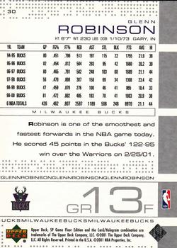2000-01 SP Game Floor #30 Glenn Robinson Back