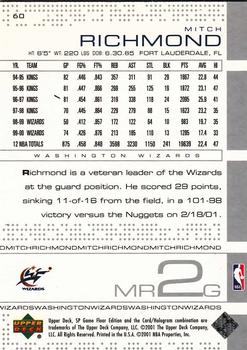 2000-01 SP Game Floor #60 Mitch Richmond Back