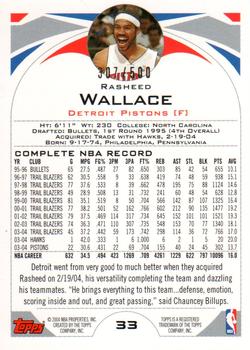 2004-05 Topps - Black #33 Rasheed Wallace Back