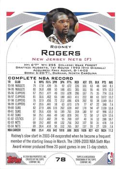 2004-05 Topps - Black #78 Rodney Rogers Back