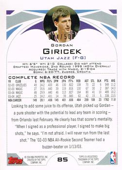2004-05 Topps - Black #85 Gordan Giricek Back