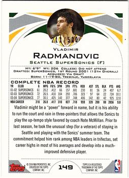 2004-05 Topps - Black #149 Vladimir Radmanovic Back