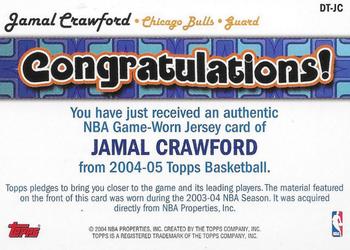 2004-05 Topps - Drive N Thrive Relics #DT-JC Jamal Crawford Back