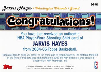 2004-05 Topps - Drive N Thrive Relics #DT-JH Jarvis Hayes Back