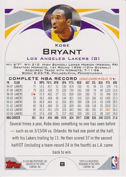 2004-05 Topps 1st Edition #8 Kobe Bryant Back