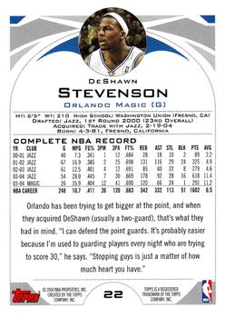2004-05 Topps 1st Edition #22 DeShawn Stevenson Back