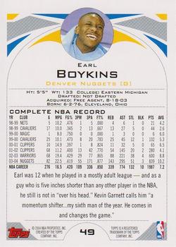 2004-05 Topps 1st Edition #49 Earl Boykins Back