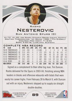 2004-05 Topps 1st Edition #89 Rasho Nesterovic Back